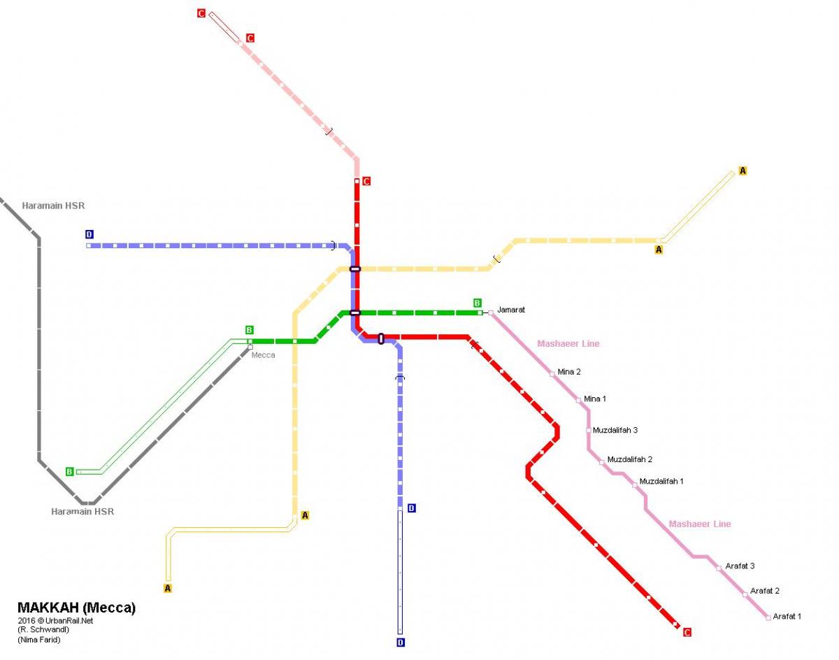 kaart Mecca metro 